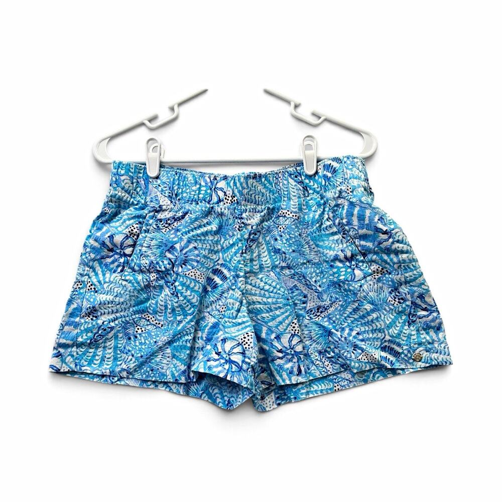 Lilly Pulitzer Women’s Size M Floral Linen Pull On Shorts Elastic Waist Pockets